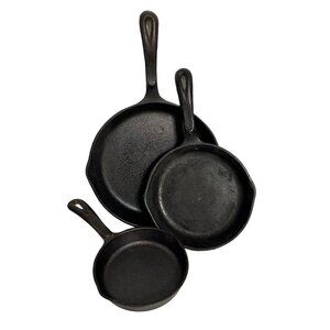 Wagner Three Piece Skillets 6.5, 8, 10.5" Cast Iron
